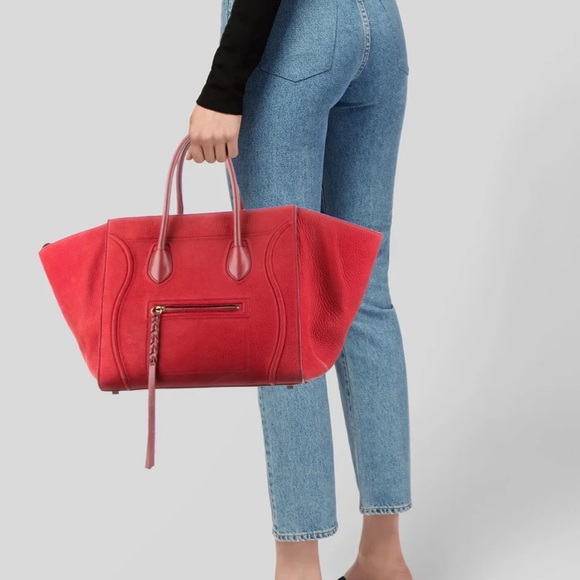 Celine Paris Red Leather Phantom Luggage Tote - Picture 2 of 6